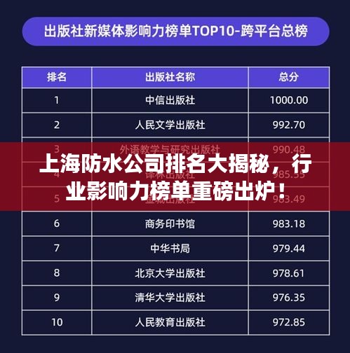 上海防水公司排名大揭秘，行业影响力榜单重磅出炉！